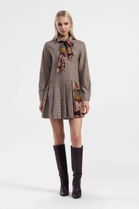 Vestido com gola clássica e estampa - Dixie
