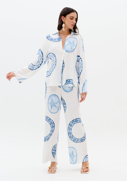 Camisa Estampado Azul Círculos - Lança Perfume
