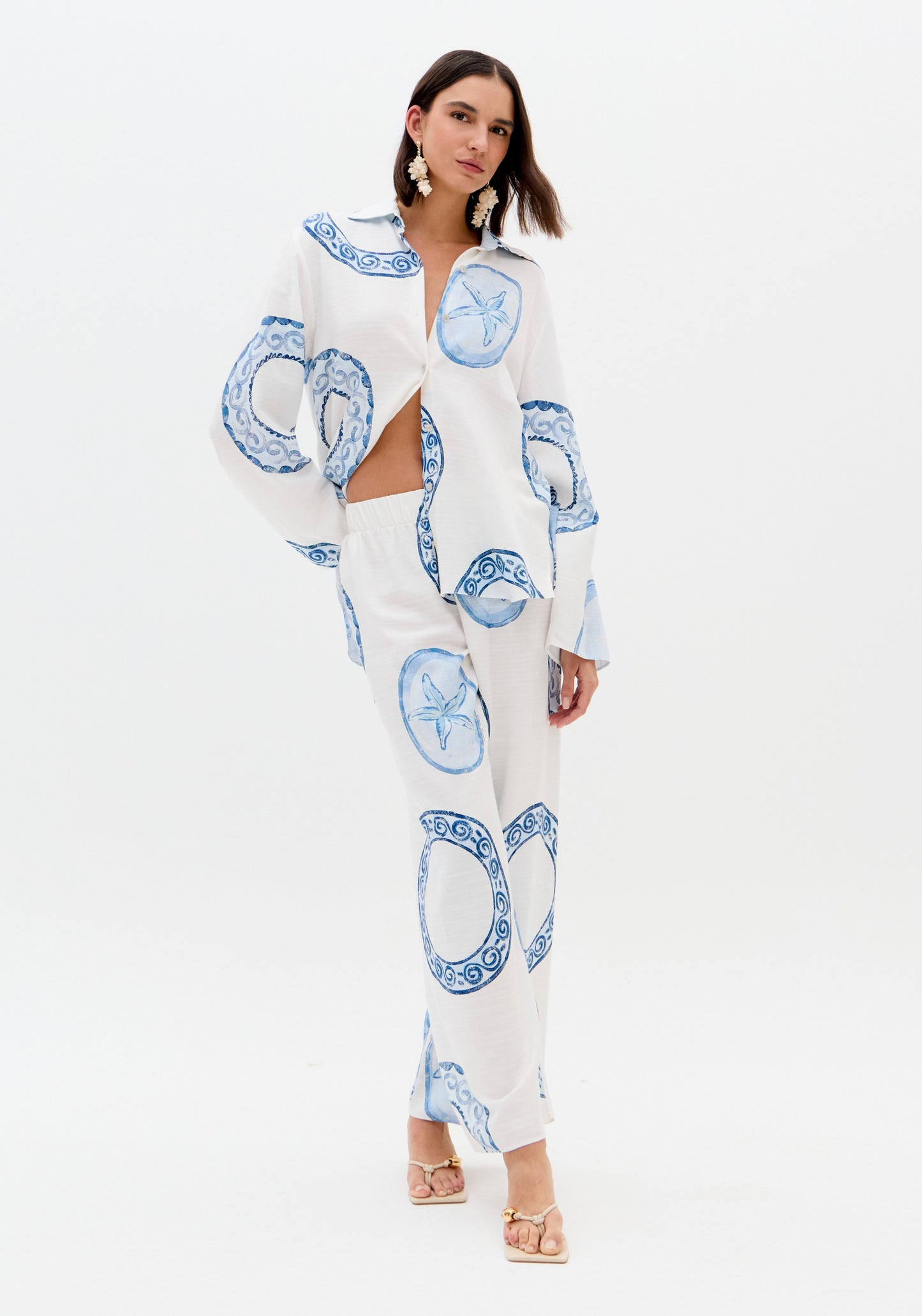 Camisa Estampado Azul Círculos - Lança Perfume