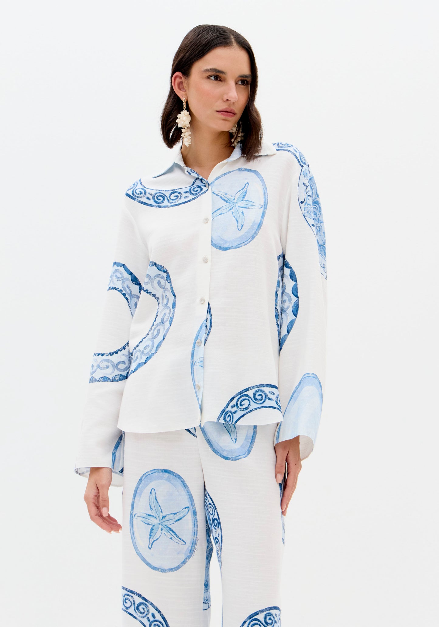 Camisa Estampado Azul Círculos - Lança Perfume