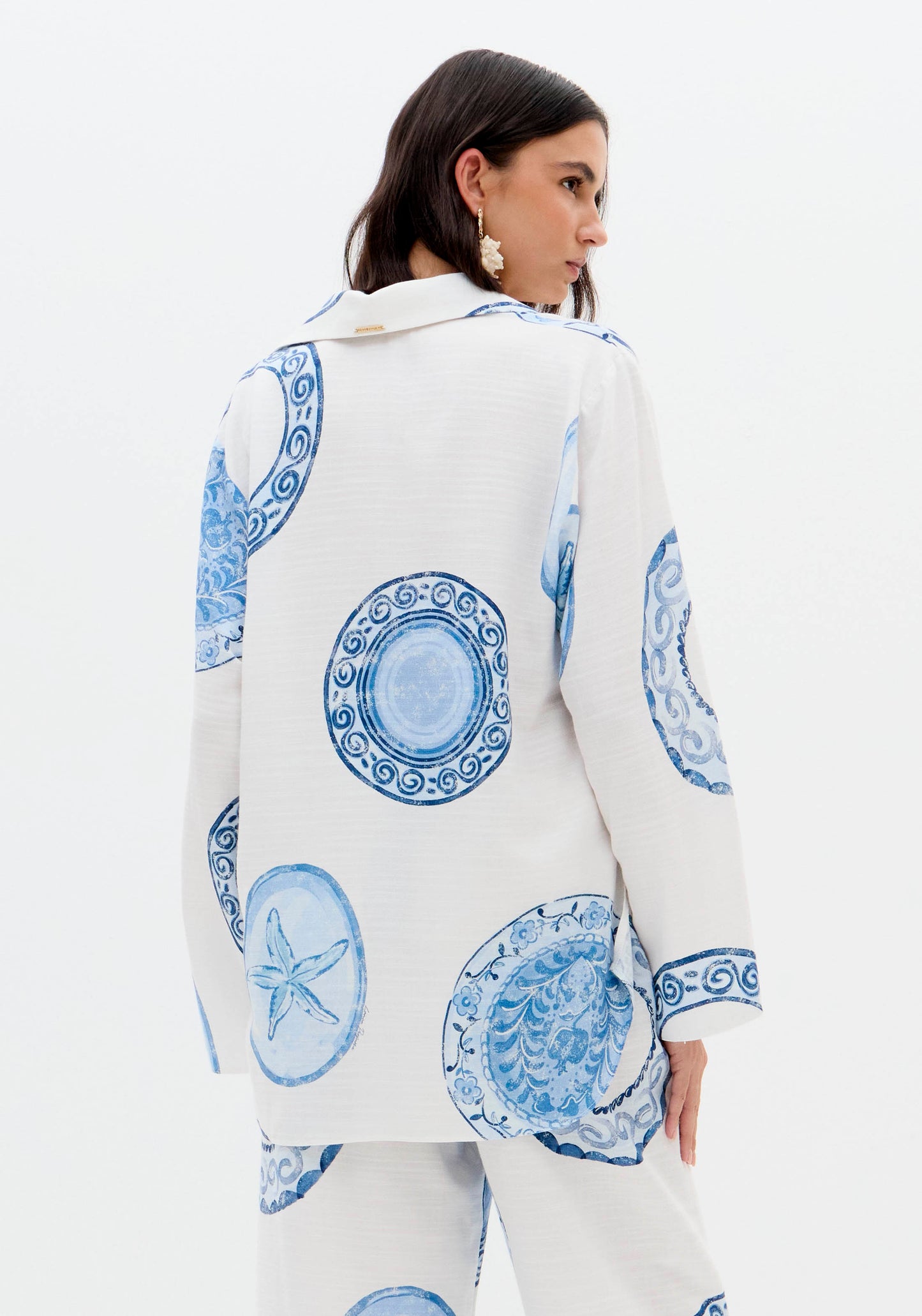 Camisa Estampado Azul Círculos - Lança Perfume
