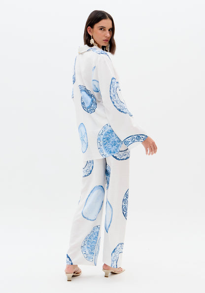 Camisa Estampado Azul Círculos - Lança Perfume