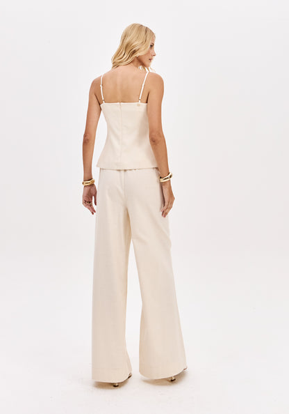 Calça wide leg cintura  alta - Lança perfume