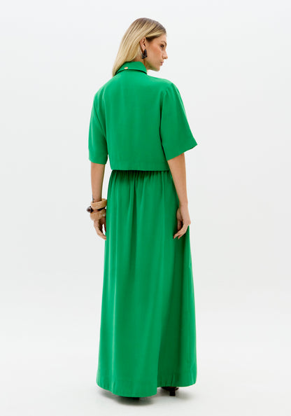 Saia Maxi Verde com Fenda - Lança Perfume