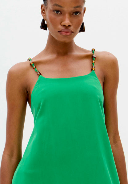 Vestido Maxi Verde Alças Finas - Lança Perfume