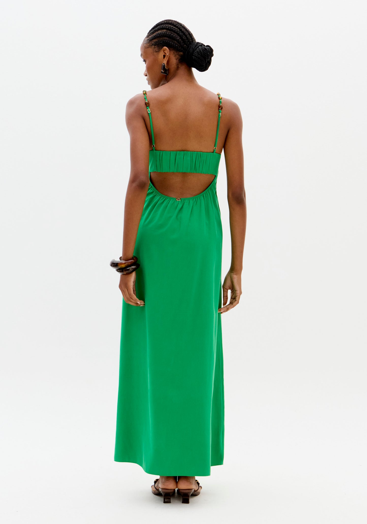 Vestido Maxi Verde Alças Finas - Lança Perfume