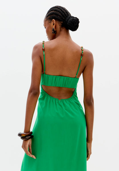 Vestido Maxi Verde Alças Finas - Lança Perfume