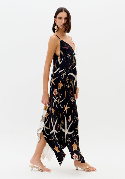 Vestido Midi Estampado Estrelas Bicolor - Lança Perfume