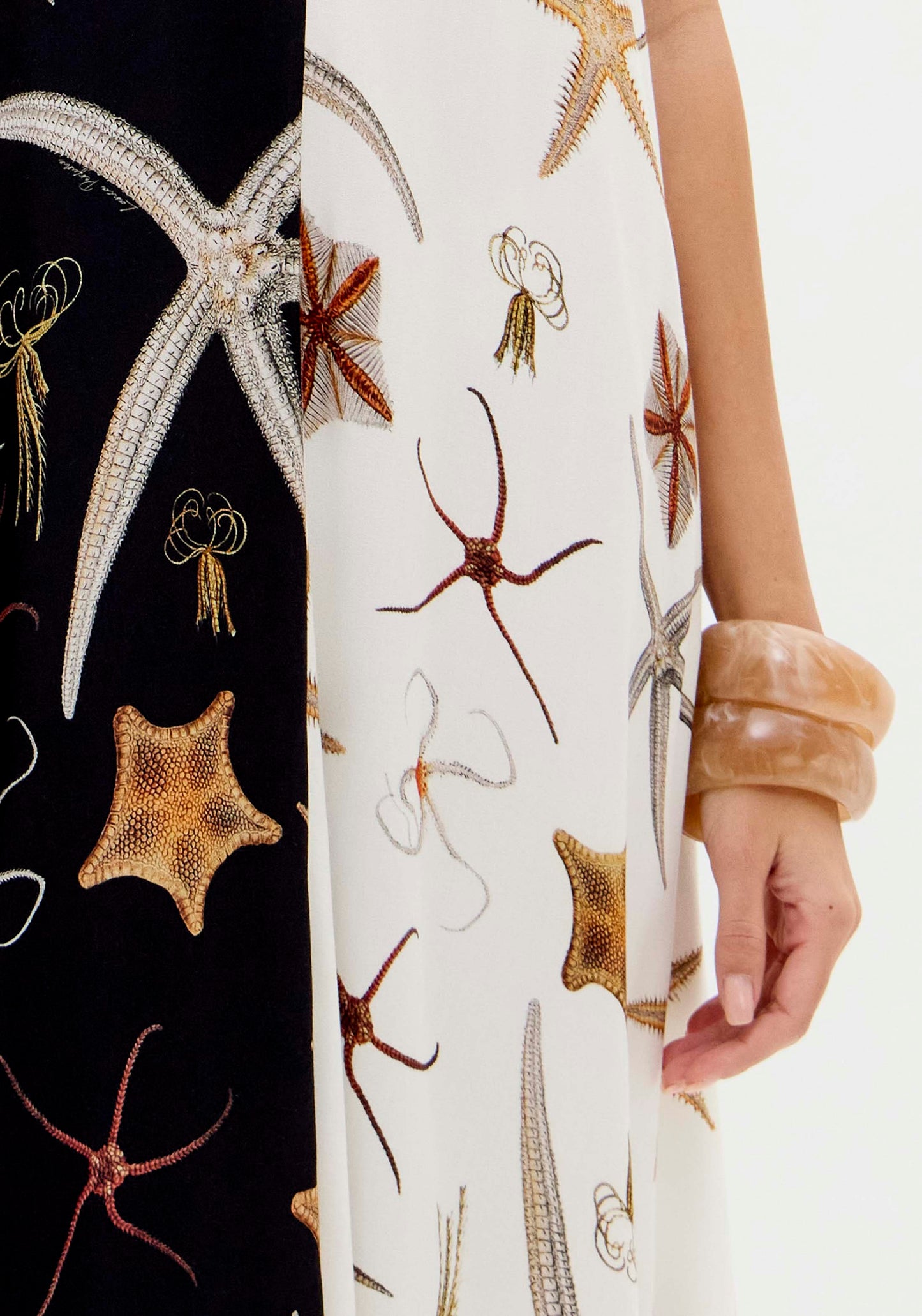 Vestido Midi Estampado Estrelas Bicolor - Lança Perfume