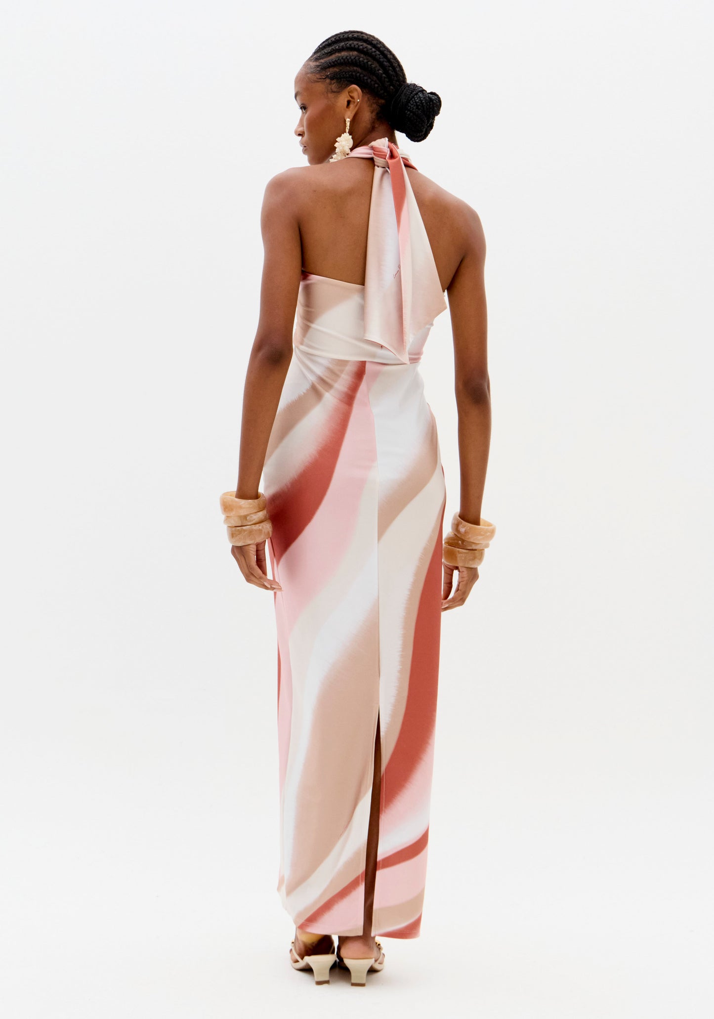 Vestido Maxi  Riscas Coral - Lança Perfume