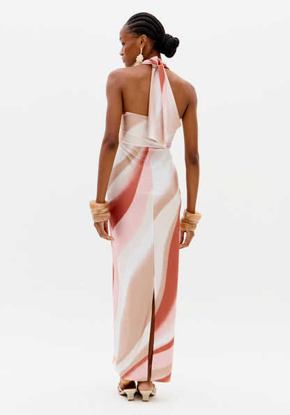 Vestido Maxi  Riscas Coral - Lança Perfume