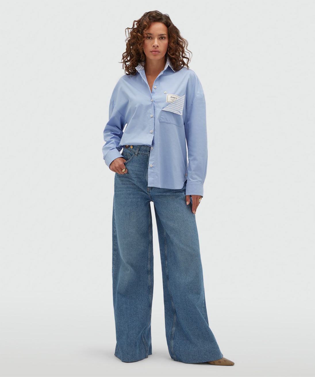 Romulo blouse oversize Mid blue - Josh V