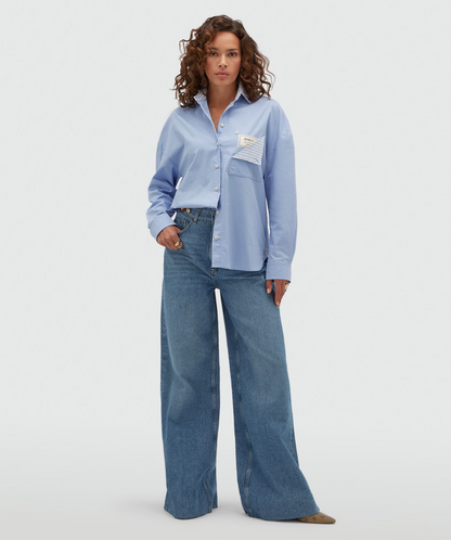 Romulo blouse oversize Mid blue - Josh V