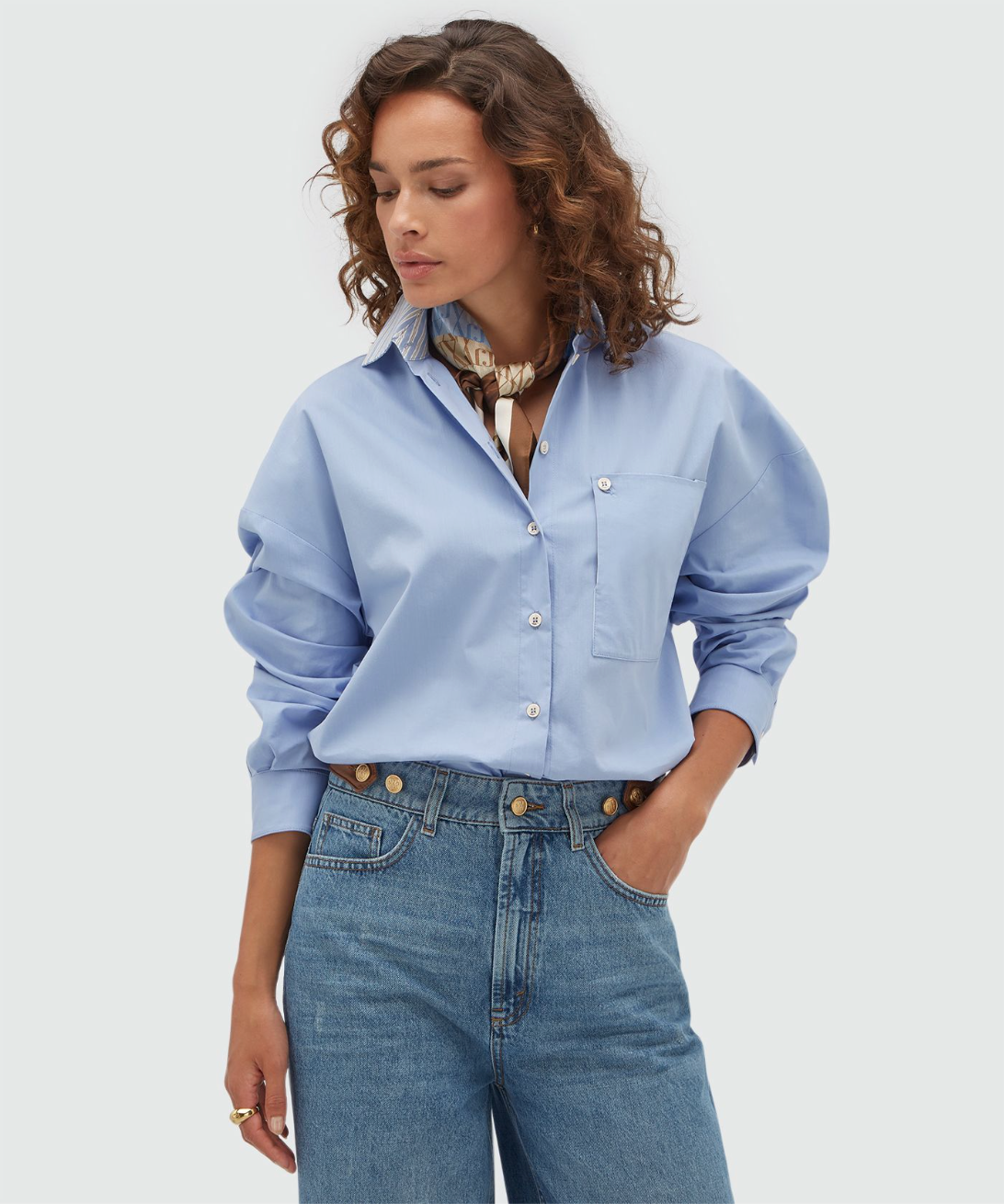 Romulo blouse oversize Mid blue - Josh V