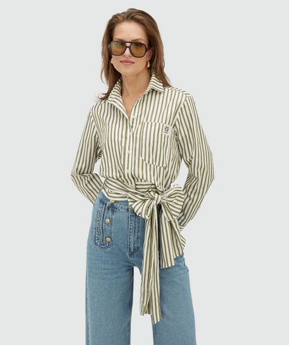 Odell striped blouse Dark pistachio stripe - Josh V