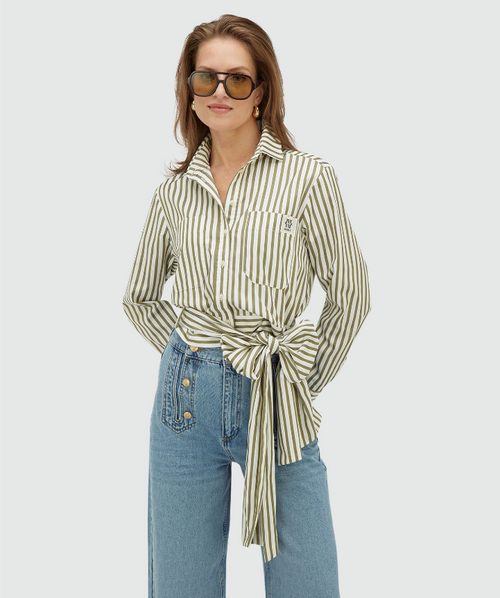 Odell striped blouse Dark pistachio stripe - Josh V