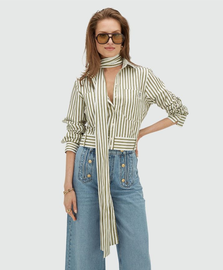 Odell striped blouse Dark pistachio stripe - Josh V