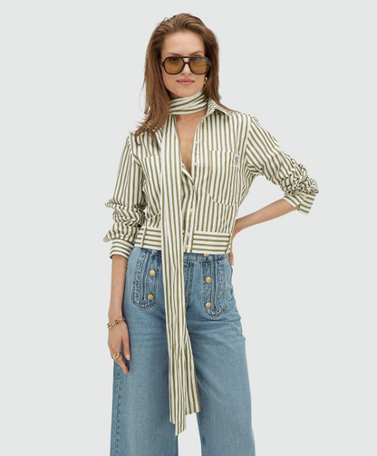 Odell striped blouse Dark pistachio stripe - Josh V