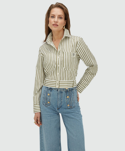Odell striped blouse Dark pistachio stripe - Josh V