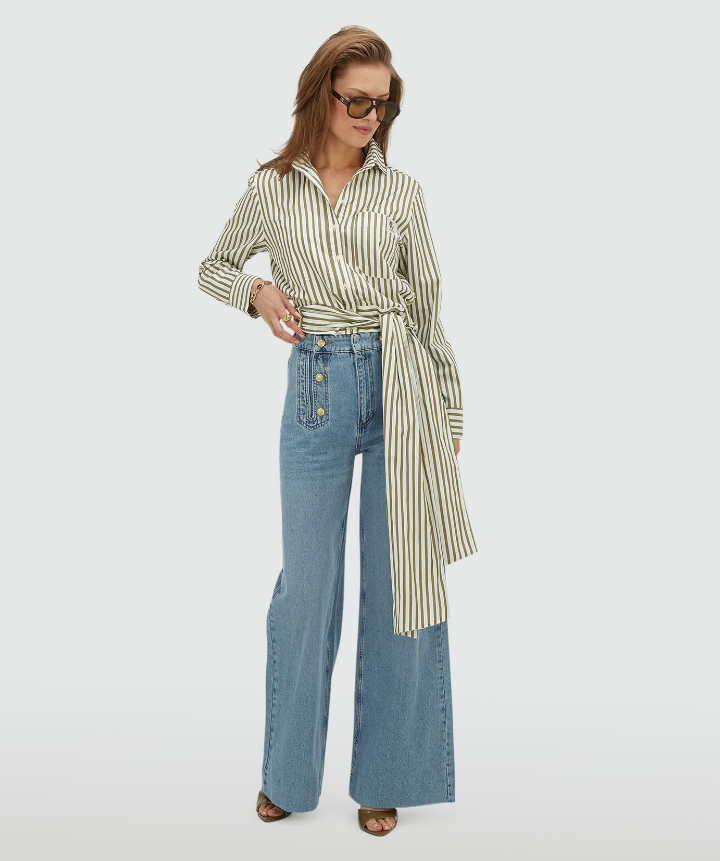 Odell striped blouse Dark pistachio stripe - Josh V