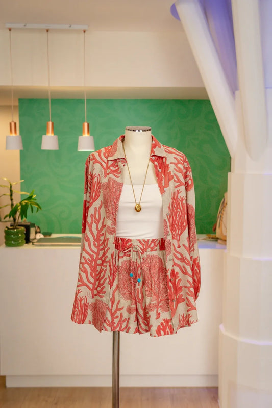 Conjunto camisa e calções Coral- Lança Perfume