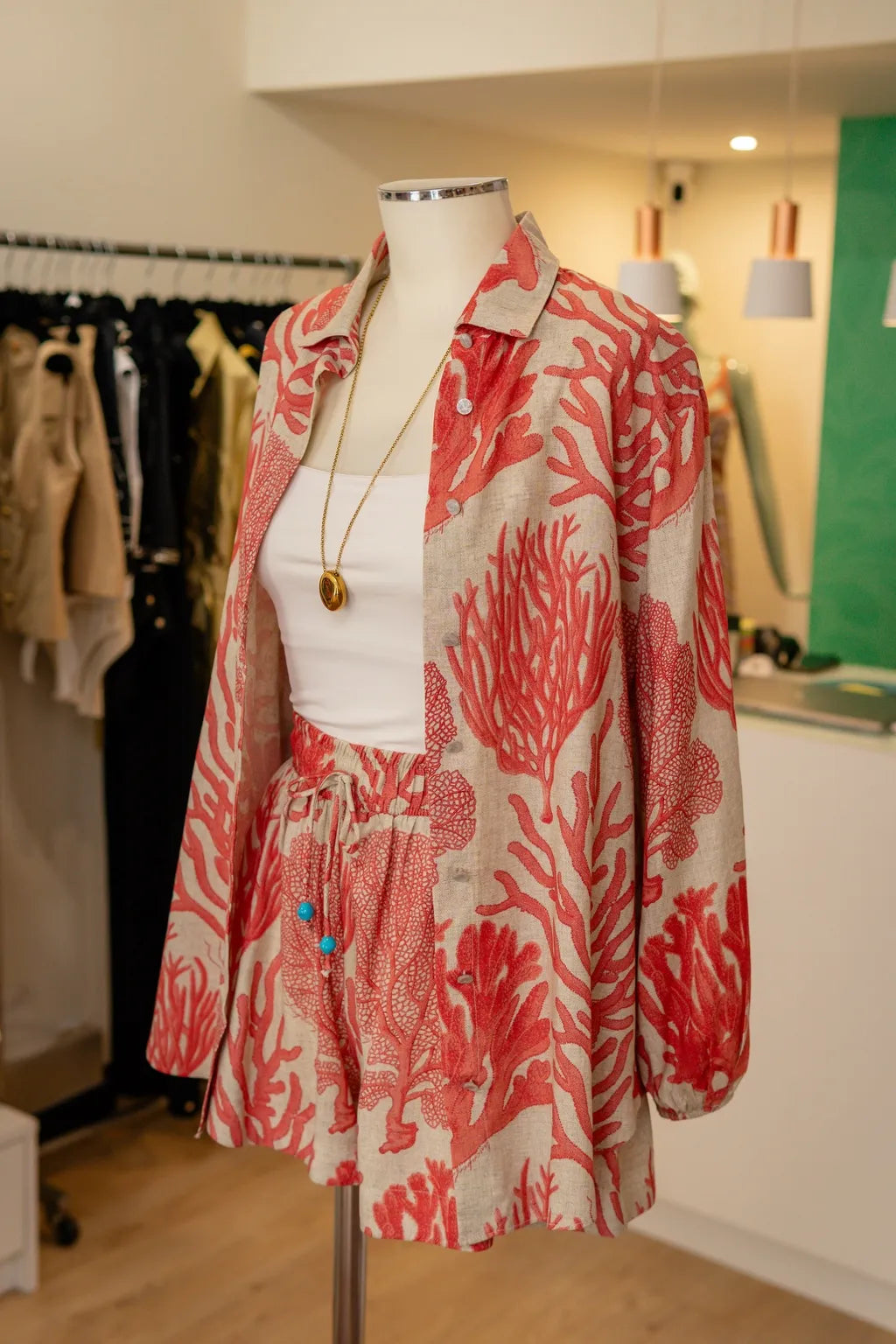 Conjunto camisa e calções Coral- Lança Perfume