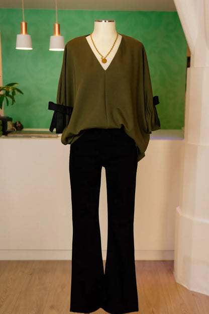 Camisola laço oversized verde militar - Dixie