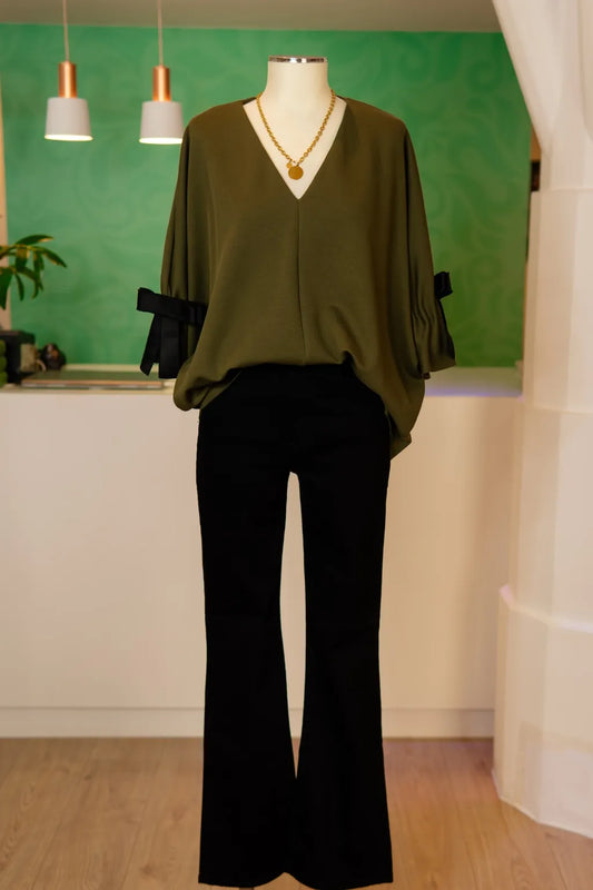 Camisola laço oversized verde militar - Dixie