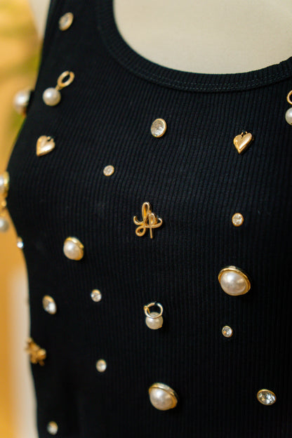 Top com aplicações black - Lança perfume