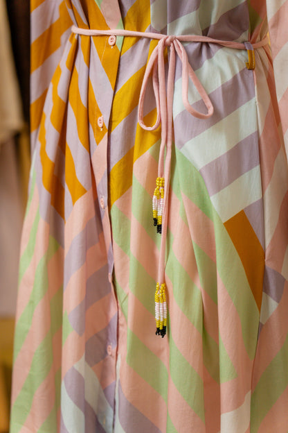 Vestido camiseiro riscas - Dixie