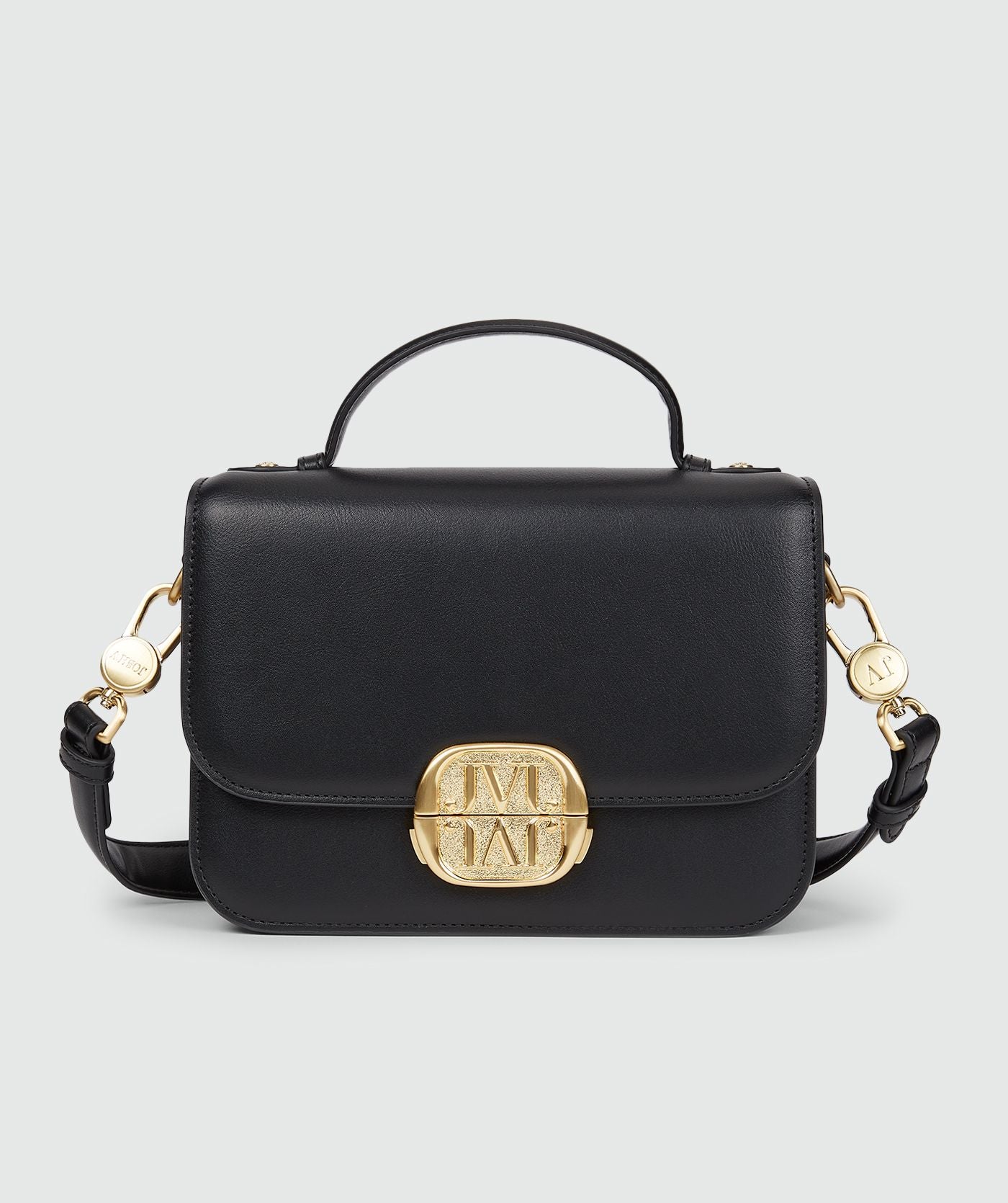 Image 3: Voorzijde van tas in het zwart met goudkleurige buckle sluiting