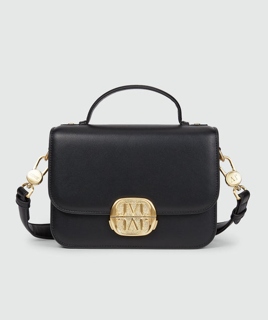 Image 3: Voorzijde van tas in het zwart met goudkleurige buckle sluiting