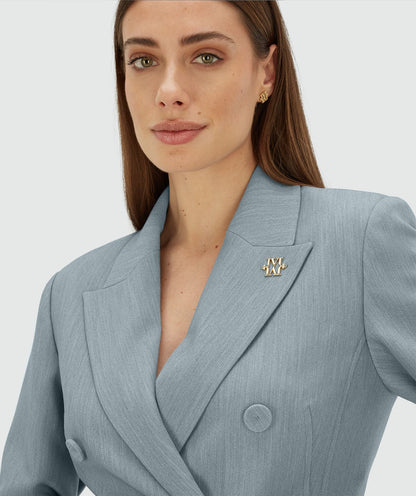 Image 42: Model draagt een fitted blazer in de kleur Sky Blue Melange