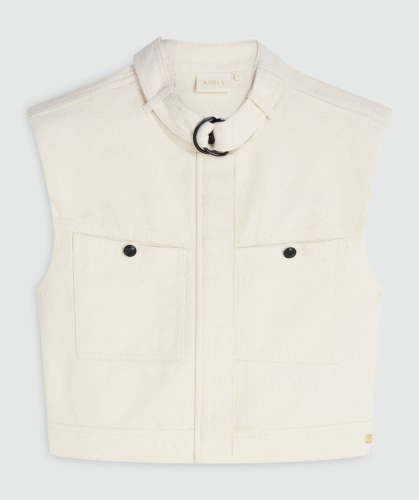 Image 31: Een oversized gilet in de kleur Ecru zonder model, weergegeven op een lichtgrijze achtergrond