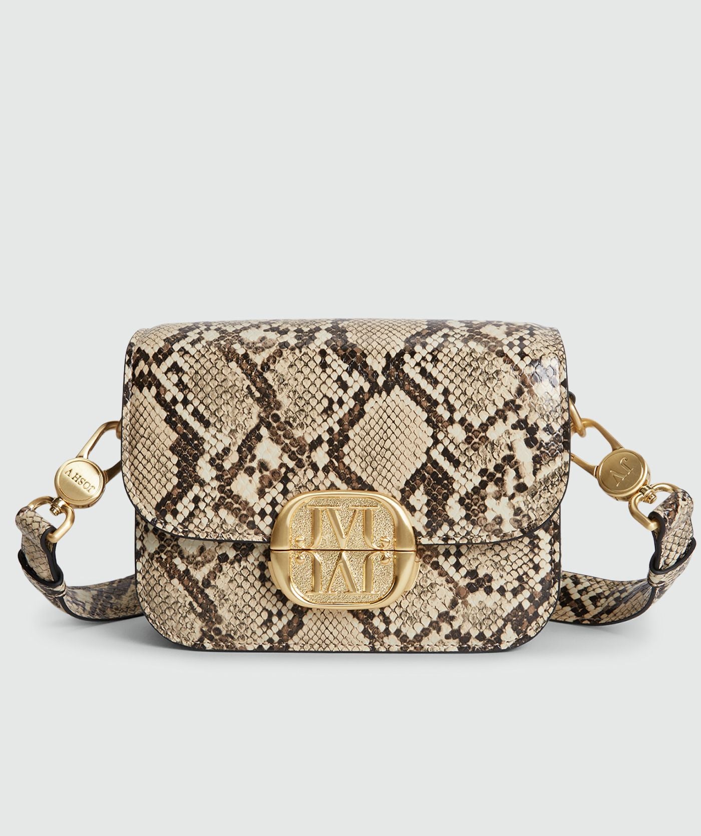Image 16: Voorzijde van tas in Snake Print met goudkleurige buckle sluiting